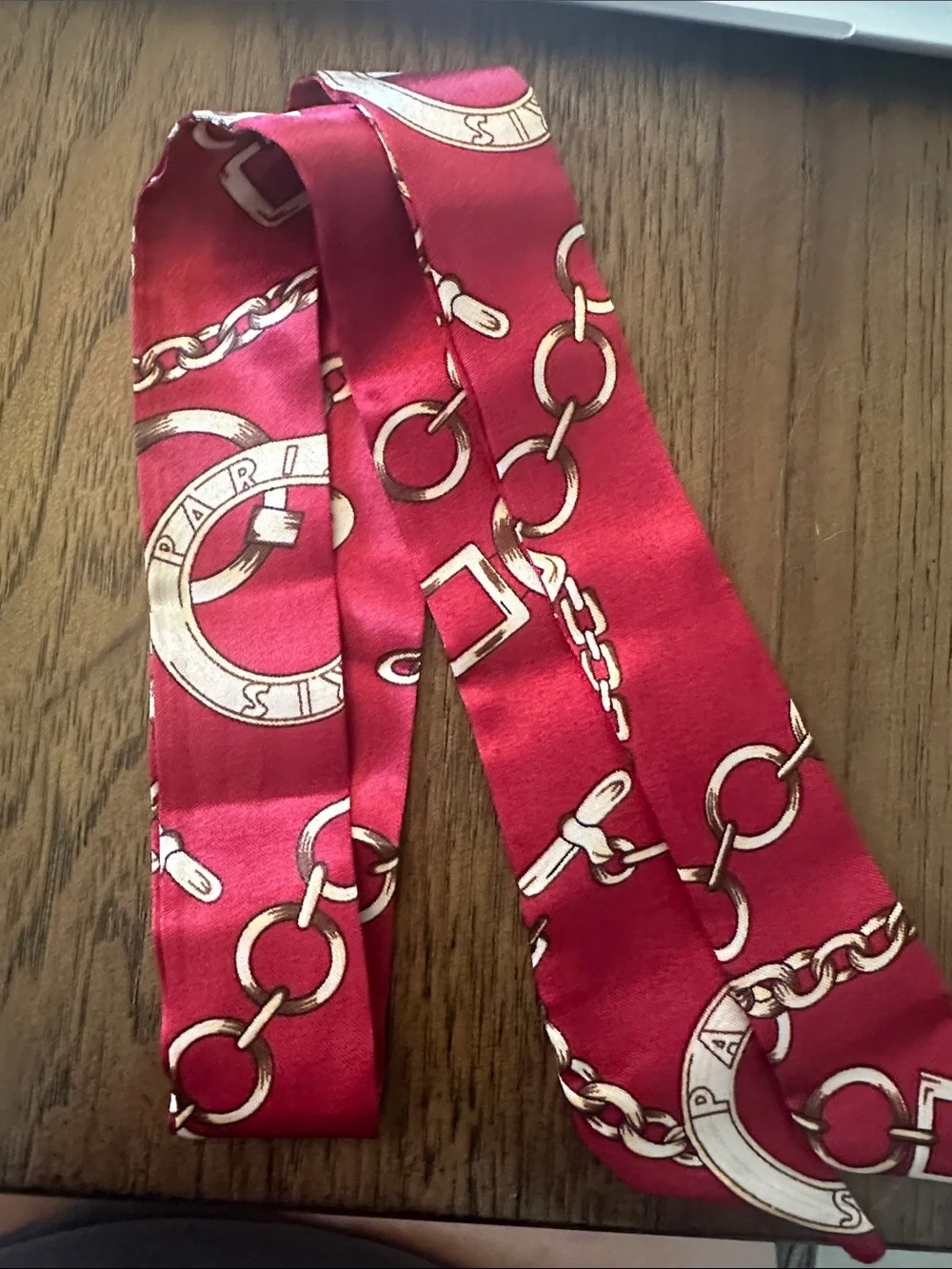 Burgundy Silk Chain-Print Willy purse scarf